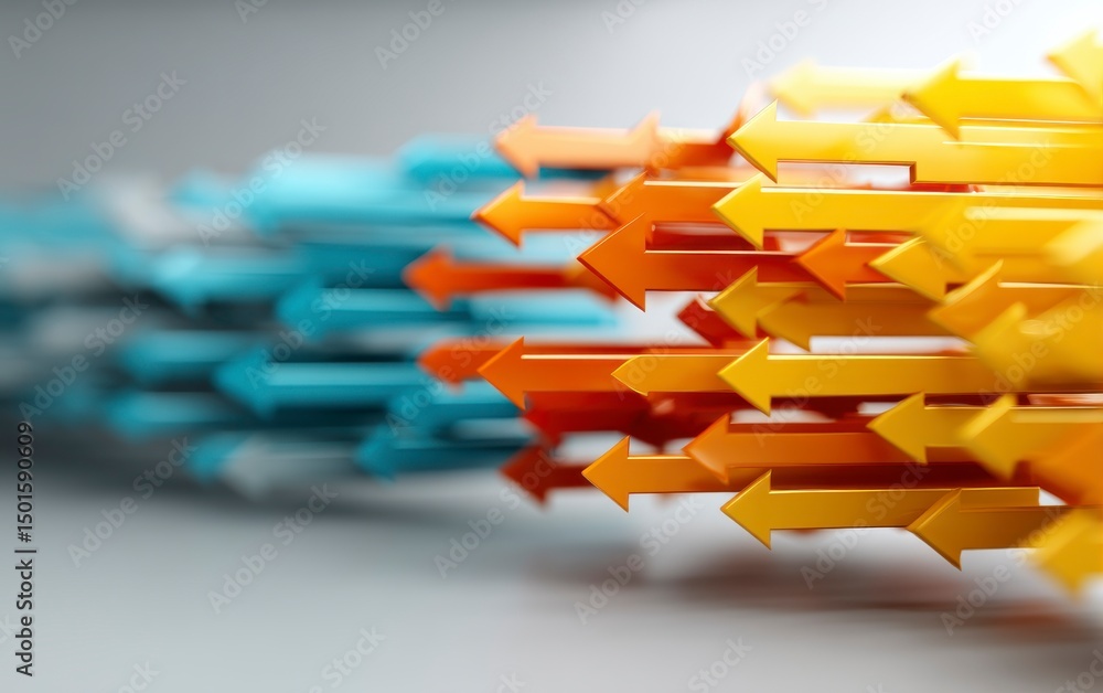 Poster colorful arrows in motion symbolizing direction and progress