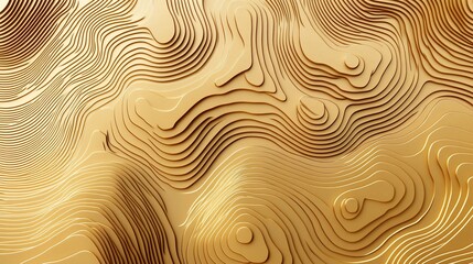 Abstract Golden Topographic Relief 3D Render