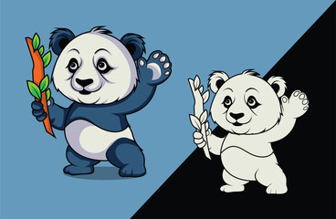 Cartoon Panda Standing Pose Vector Illustration 
