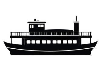 Obraz premium Riverboat silhouette, ship silhouettes vector flat icon illustration.