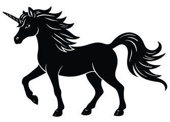 Obraz premium unicorn silhouette vector, clipart unicorn silhouettes illustration.