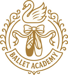 Elegant ballet school logo Swan  Pointe Shoes