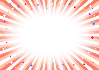 紙吹雪が舞うにぎやかな放射の背景イラスト　赤