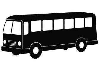 3d bus silhouette vector, classic bus flat icon illustration.