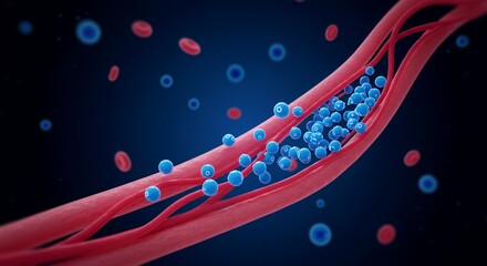 Microscopic View of Blood Vessel with Cells