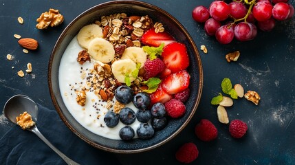 Delicious and Nutritious Yogurt Parfait with Berries, Granola, and Nuts