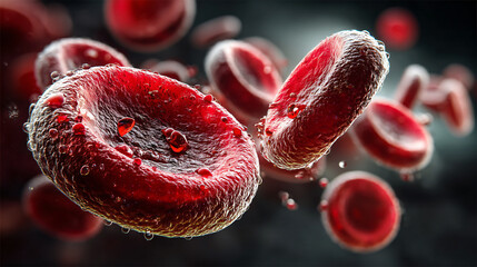 Microscopic View of Blood Cells in Dynamic Motion