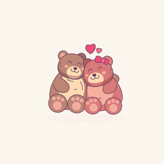 Adorable Couple Bears A Sweet Valentine's Illustration of Love and Affection