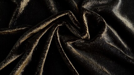 Luxurious Black and Gold Velvet Fabric Texture