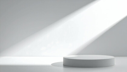 White Cylindrical Podium in Bright Sunlight Minimalist Product Display