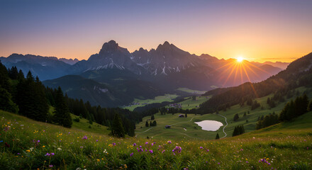 sunset in the mountains