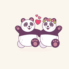 Adorable Panda Couple A Sweet Illustration of Love and Friendship