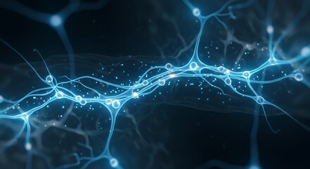 Neural Network:  A microscopic view of the intricate connections within the human brain, showcasing the complex network of neurons.