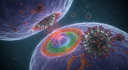 Cellular Infection: Microscopic View of Virus Entering Cell