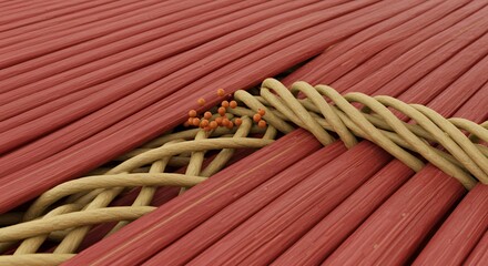Microscopic Muscle Fiber Structure: An Intricate 3D Rendering of Muscle Tissue