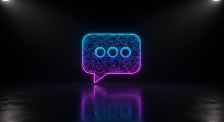 Neon Chat Bubble with Purple and Blue Glow
