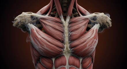 Human Anatomy: Upper Body Muscle System Detailed 3D Render