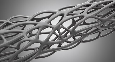 Abstract Gray 3D Render: Intricate Network Structure