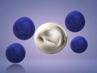 blue glass spheres