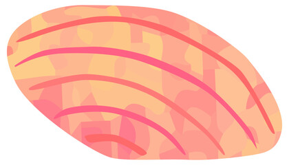 二枚貝のイラスト 貝殻 ピンク色 横長 ベクター素材