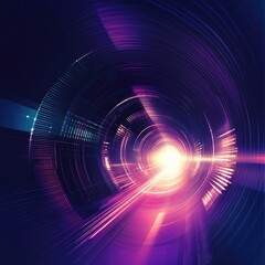 Fototapeta premium Abstract digital tunnel with vibrant colors and radial lines