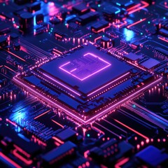 Fototapeta premium Advanced computer processor on circuit board