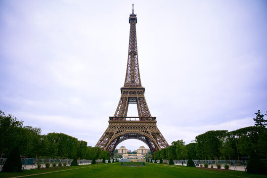 Eiffel Tower in Paris on a Cloudy Day