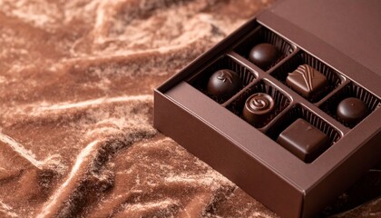 Elegant Gourmet Chocolate Box on a Plush Velvet Surface