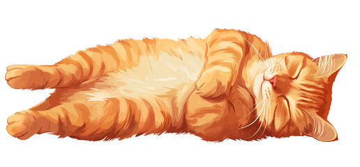 A cute cat lying comfortably on the floor, isolated on a transparent background. Ideal for pet-themed designs, product packaging, and animal illustrations
