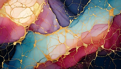 Abstract Organic Forms with Flowing Textures in Pink Blue Purple and Cream