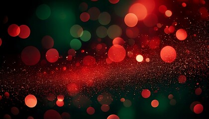 Abstract Bokeh Lights in Vibrant Red and Green on Dark Background