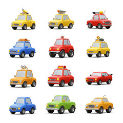3D cartoon of colorful cars