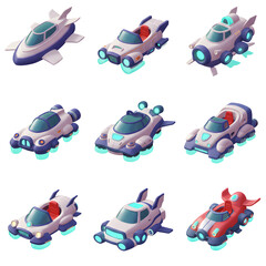 3D cartoon of futuristic vehicles