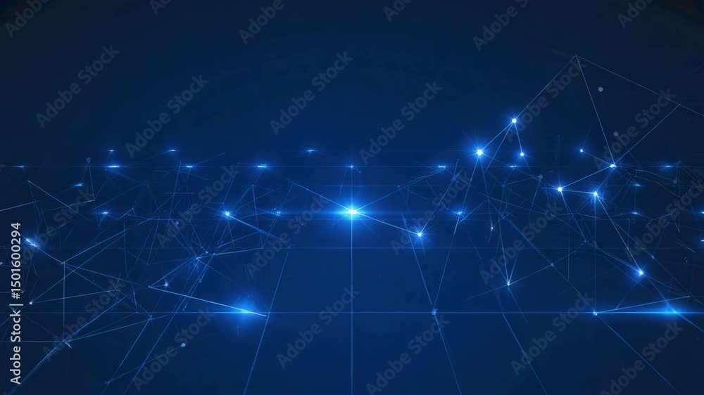 Poster abstract data network: blue connection
