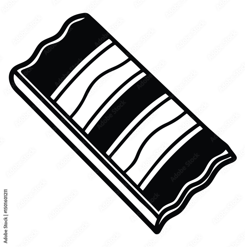 Poster black and white illustration of a chocolate bar, featuring distinctive wave-patterned segments. the 
