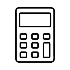 Simple line art calculator icon on transparent background  