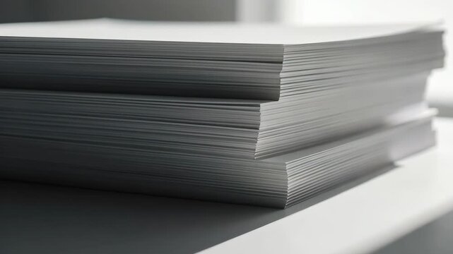 Stack of papers on a desk, possibly for correspondence or business. The lighting is bright with a clear shadow cast.