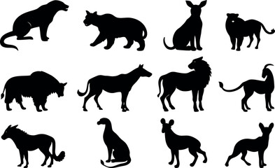 Naklejka premium silhouette Animals vector illustration element set.