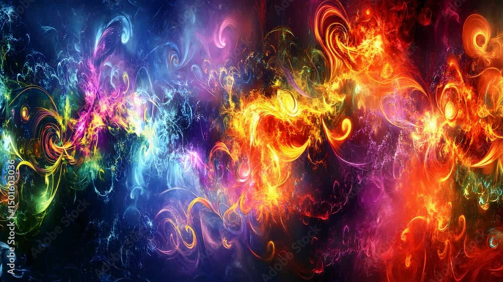 Poster vibrant colorful abstract background with dynamic shapes and patterns creating a stunning visual exp