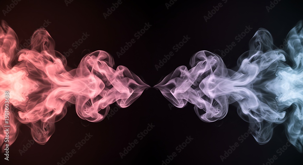 Poster abstract flowing smoky shapes create a colorful dual effect