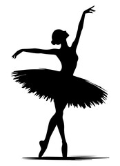 Black and white silhouette of a dancing ballerina on an isolated background. Vector graphics. EPS. © Dzianis