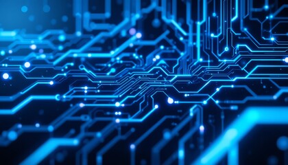 Abstract Blue Circuit Board Digital Data and Network Technology