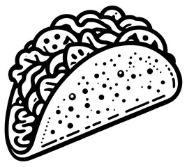 vector illustration outline silhouette of a taco