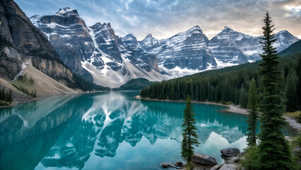 Stunning Tropical River Landscape | Lush Greenery and Majestic Mountains