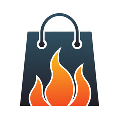 Hot Deal Shopping Bag Icon Vector Design.