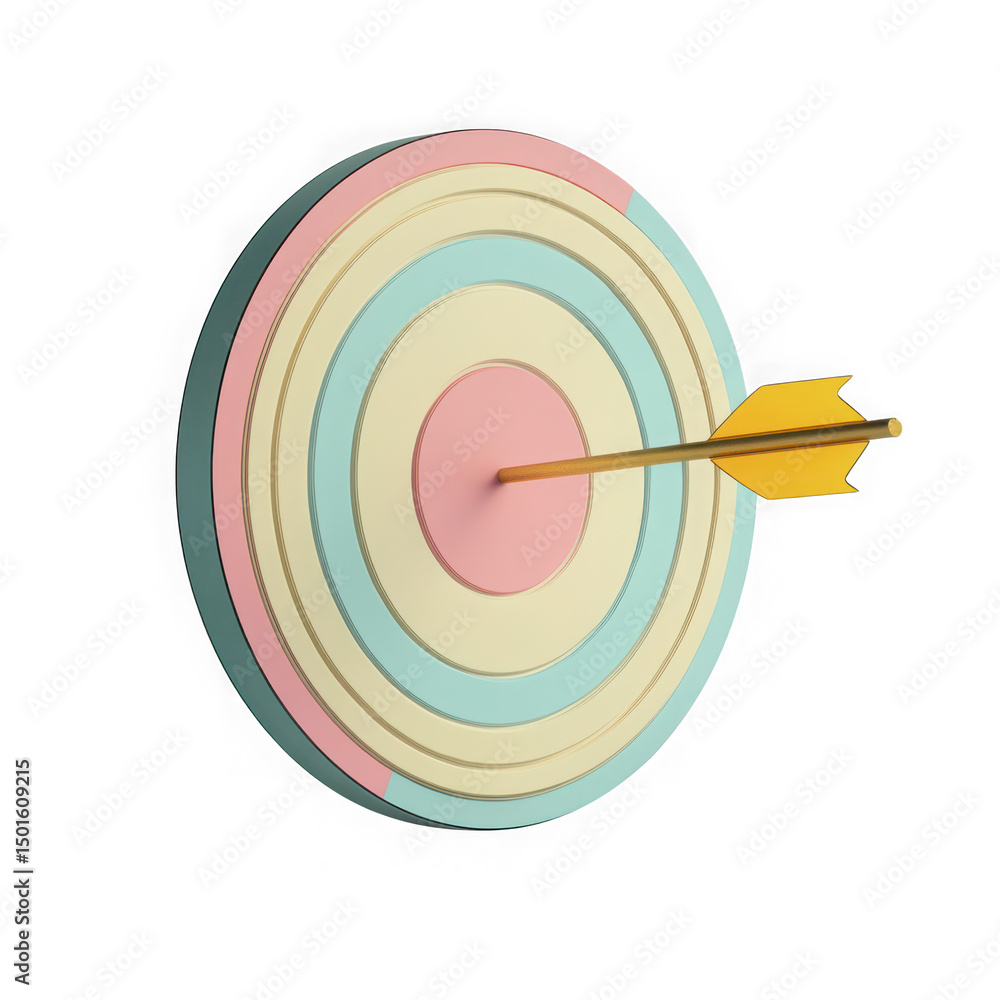 Poster pastel target with arrow isolated on transparent background