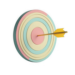 Pastel target with arrow isolated on transparent background
