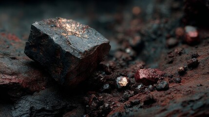 Fototapeta premium Close-up of graphite mineral showing dark gray