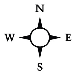 Cute cartoon hand drawn vector compass silhouette.