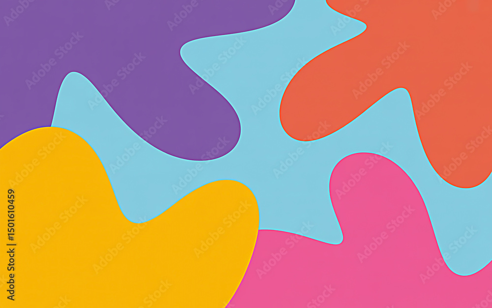 Poster abstract color shapes: a vibrant composition of fluid shapes in an array of cheerful colors creating
